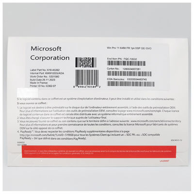 Microsoft Windows 11 Pro 64 bits DVD français OEM Pack de générateur de système pour le nouveau PC