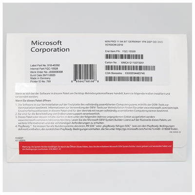 Microsoft Windows 11 Pro allemand DVD OEM System Builder Licence 64 bits pour une utilisation professionnelle